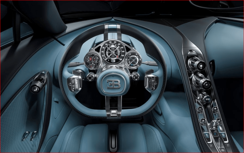 bugatti tourbillon यूनिक स्टीयरिंग डिज़ाइन 